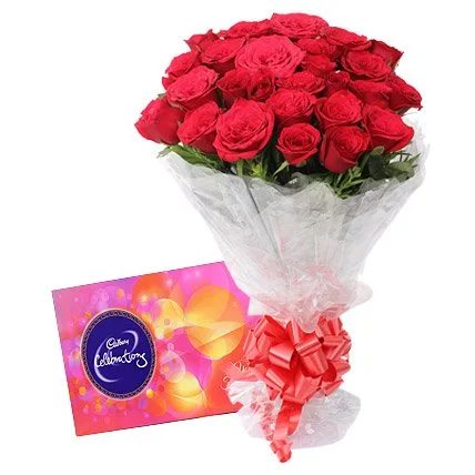 Bunch of Red Roses With Celebration